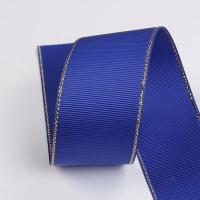 2.5cm Polyester Gold Rand Doppelgesicht Grosgrain Band für Weihnachtsbaum und Taschengriffe