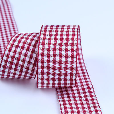 2.5cm Polyester-Plaid-Band für Geschenkverpackungen und Schokoladenbox-Band-Bogen-Dekoration