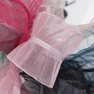 25mm Frisur 38mm Wrinkle Edge Polyester Organza Band für DIY Haare Band Bogen