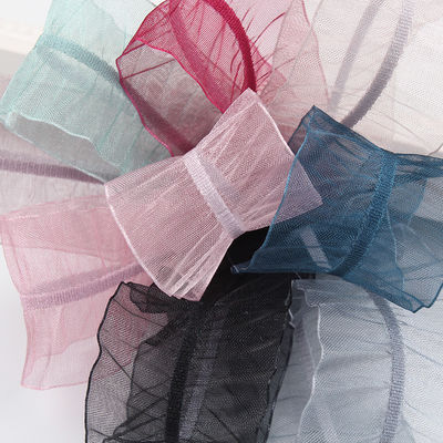 25mm Frisur 38mm Wrinkle Edge Polyester Organza Band für DIY Haare Band Bogen