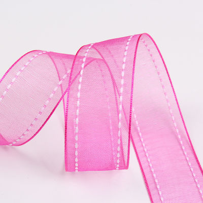 25 mm schmaler, 38 mm genähtem Polyester Organza-Band für Blumengeschenke