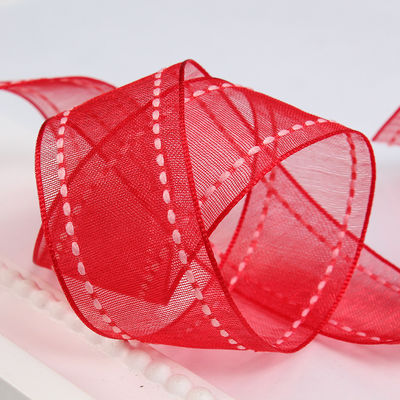 25 mm schmaler, 38 mm genähtem Polyester Organza-Band für Blumengeschenke