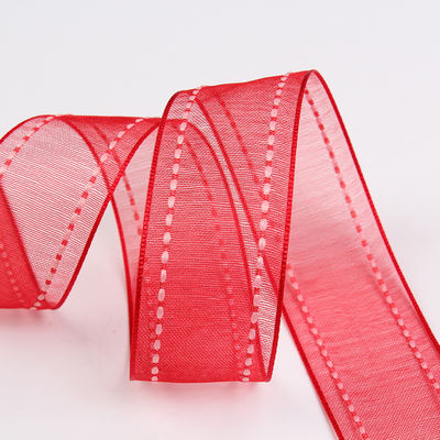 25 mm schmaler, 38 mm genähtem Polyester Organza-Band für Blumengeschenke