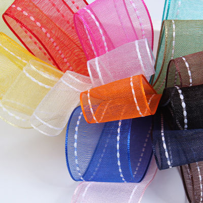 25 mm schmaler, 38 mm genähtem Polyester Organza-Band für Blumengeschenke