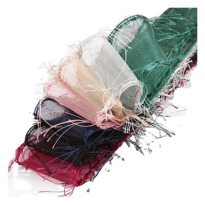 25mm-50mm Tassel Edge Polyester Organza Band für Blumen Schokolade Geschenkverpackung und Bekleidung Dekoration