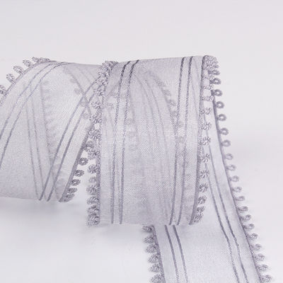 16mm-38mm Rollen von Organza Band Doppelkreis Rand Rot schärfes Band
