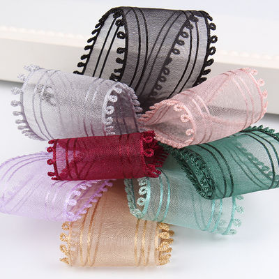 16mm-38mm Rollen von Organza Band Doppelkreis Rand Rot schärfes Band