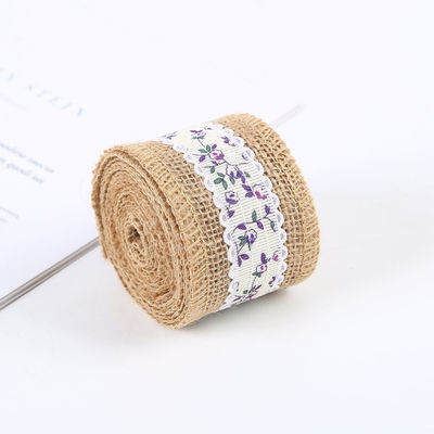 6.5cm Jute Burlap Band Plain Satin Gewebte Kanten 10 Yards Öko-freundlich