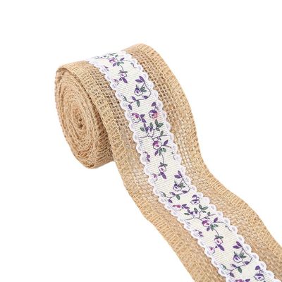 6.5cm Jute Burlap Band Plain Satin Gewebte Kanten 10 Yards Öko-freundlich