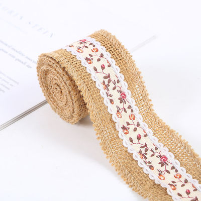 6.5cm Jute Burlap Band Plain Satin Gewebte Kanten 10 Yards Öko-freundlich