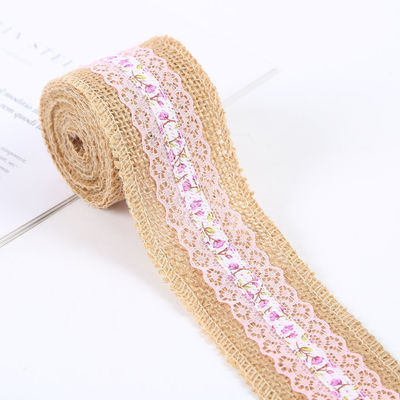 6.5cm Jute Burlap Band Plain Satin Gewebte Kanten 10 Yards Öko-freundlich