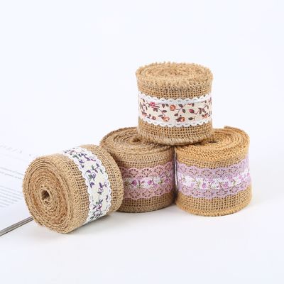 6.5cm Jute Burlap Band Plain Satin Gewebte Kanten 10 Yards Öko-freundlich