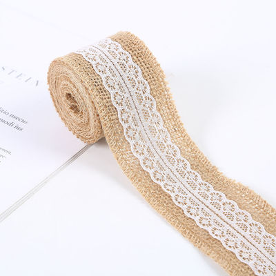 65 mm rosa Schleierband mit Spitze 10 Yards Naturschleierband Gewebte Kanten