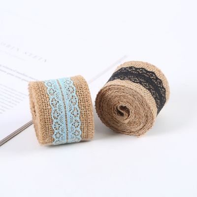 65 mm rosa Schleierband mit Spitze 10 Yards Naturschleierband Gewebte Kanten