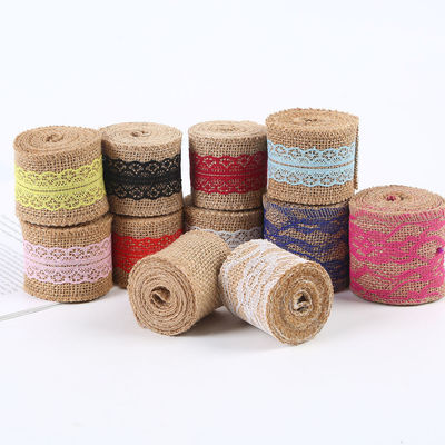 65 mm rosa Schleierband mit Spitze 10 Yards Naturschleierband Gewebte Kanten