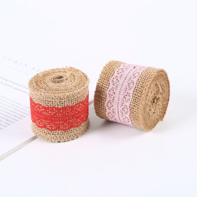 65 mm rosa Schleierband mit Spitze 10 Yards Naturschleierband Gewebte Kanten
