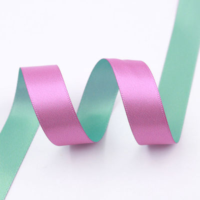 Doppelfarbiges Polyesterband Roll Rose Blau 25mm Satin Polyband
