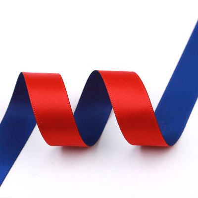 Doppelfarbiges Polyesterband Roll Rose Blau 25mm Satin Polyband