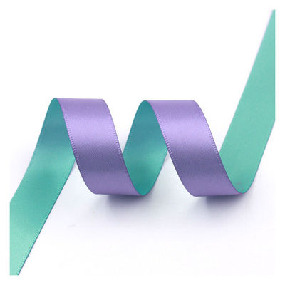 Doppelfarbiges Polyesterband Roll Rose Blau 25mm Satin Polyband