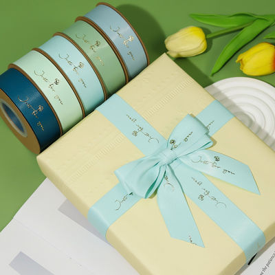 Customized Goldfolie Druck Polyeater Satin Band für Geschenkverpackung