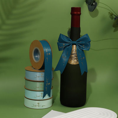 Customized Goldfolie Druck Polyeater Satin Band für Geschenkverpackung