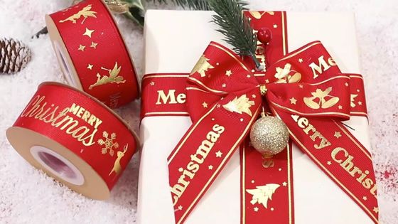 Goldfolie-Druck-Weihnachtsband Rot persönliches Weihnachtsband