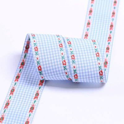 7mm-38mm Blau gesticktes Band ISO9001 gesticktes Blumenband