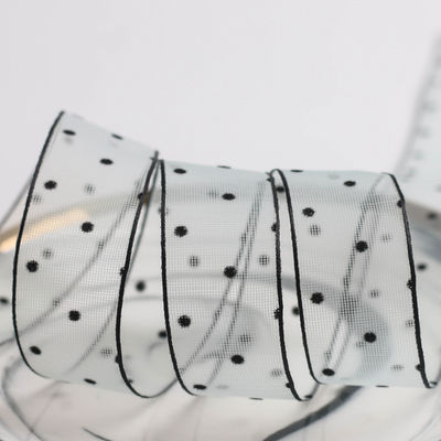 10mm-60mm Dot Velvet Wired Ribbon Stickerei doppelseitiges Samtband