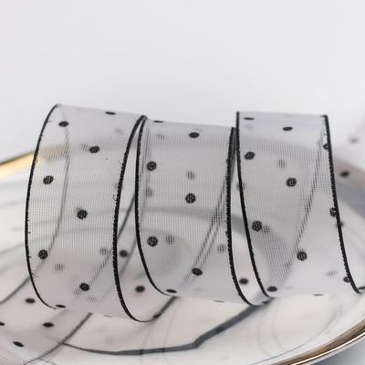 10mm-60mm Dot Velvet Wired Ribbon Stickerei doppelseitiges Samtband
