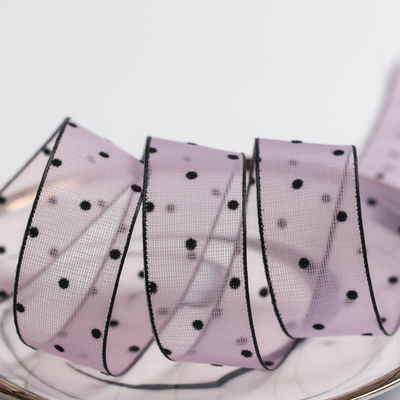 10mm-60mm Dot Velvet Wired Ribbon Stickerei doppelseitiges Samtband