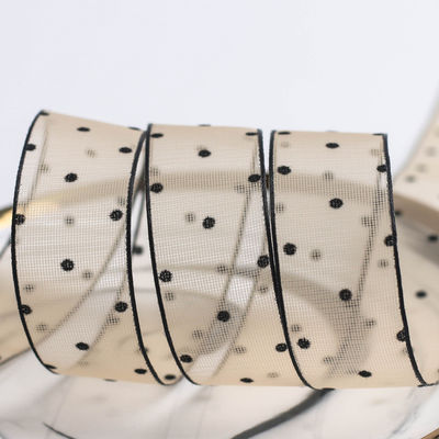 10mm-60mm Dot Velvet Wired Ribbon Stickerei doppelseitiges Samtband