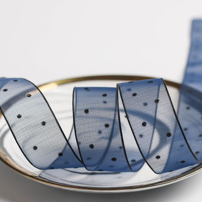 10mm-60mm Dot Velvet Wired Ribbon Stickerei doppelseitiges Samtband