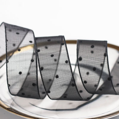 10mm-60mm Dot Velvet Wired Ribbon Stickerei doppelseitiges Samtband