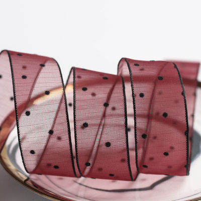 10mm-60mm Dot Velvet Wired Ribbon Stickerei doppelseitiges Samtband