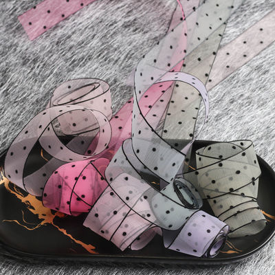 10mm-60mm Dot Velvet Wired Ribbon Stickerei doppelseitiges Samtband