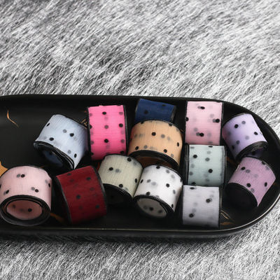 10mm-60mm Dot Velvet Wired Ribbon Stickerei doppelseitiges Samtband