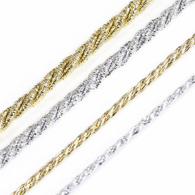 Gold Silber geflochtenes Polyester Seil 5 mm dreisprungiges Seil