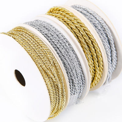 Gold Silber geflochtenes Polyester Seil 5 mm dreisprungiges Seil