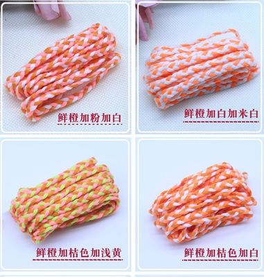 Kleidungsstück 3 Stränge Makrame Schnur Orange Weiß 5mm 3 Stränge Baumwollseil