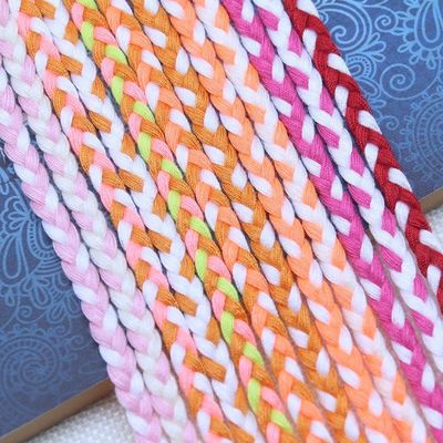 Kleidungsstück 3 Stränge Makrame Schnur Orange Weiß 5mm 3 Stränge Baumwollseil