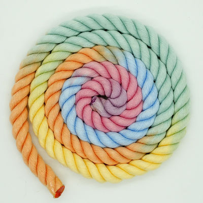 13mm Drei-Streifen-Baumwollseil, verdreht, gemischte Farbe, Hundeleine, Kletterseil