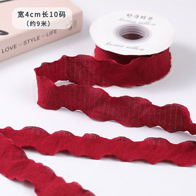 40mm Valentinsfarbenes Jute Band Leinen Wrinkle Edge Jute Gitterband