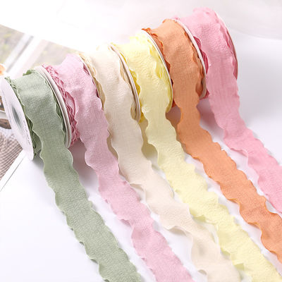 40mm Valentinsfarbenes Jute Band Leinen Wrinkle Edge Jute Gitterband