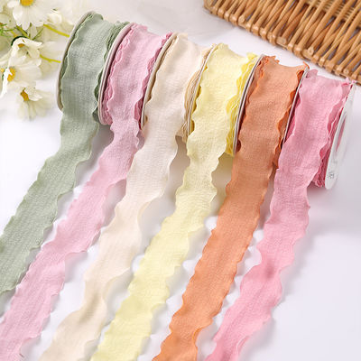 40mm Valentinsfarbenes Jute Band Leinen Wrinkle Edge Jute Gitterband