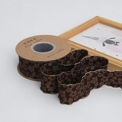 Aufgestellte Blumenspitzen 25 mm Polyester Champagner Spitzenband