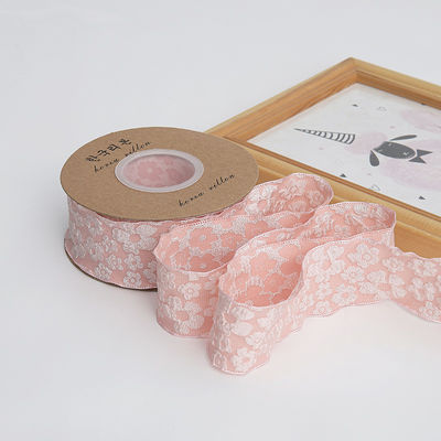 Aufgestellte Blumenspitzen 25 mm Polyester Champagner Spitzenband