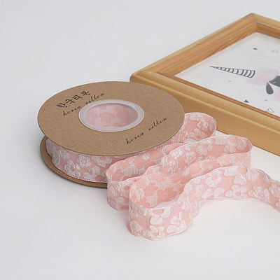 Aufgestellte Blumenspitzen 25 mm Polyester Champagner Spitzenband