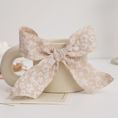 Aufgestellte Blumenspitzen 25 mm Polyester Champagner Spitzenband