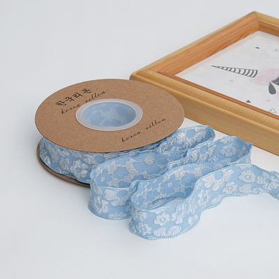 Aufgestellte Blumenspitzen 25 mm Polyester Champagner Spitzenband