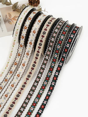 OEM ODM Floral Jacquard Trim 10mm-25mm Floral Jacquard Band